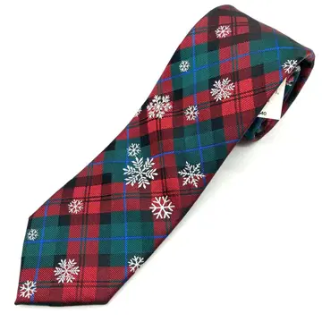 HALL MARK 크리스마스 넥타이 체크 무늬 눈 결정 올 패턴 자수기