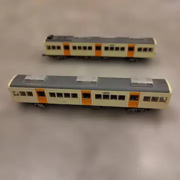 철도 모형 크림색과 그레이 2량 세트 정크