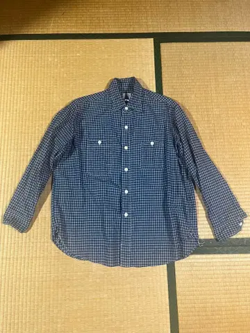 포스트 오버올즈 코튼 린넨 체크 셔츠