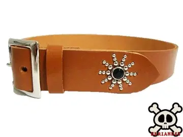 도치기 가죽 엔드 온리 스터드 벨트 카멜 (블랙스포츠) 통가죽