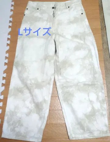 L 사이즈 화이트 계열 타이다이 데님 팬츠