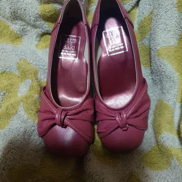 핑크 가죽 신발 22.0cm 매듭 디자인