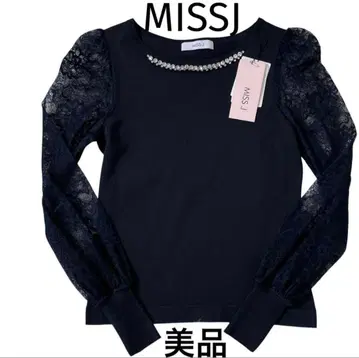 [ 새상품급 ] MISSJ 미스제이 긴팔 상의 비쥬 레이스 소매 38