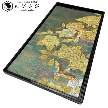 후쿠로 오비 동백꽃 무늬 꽃 먹는 새 치구사이로 금실 포멀 O-4744