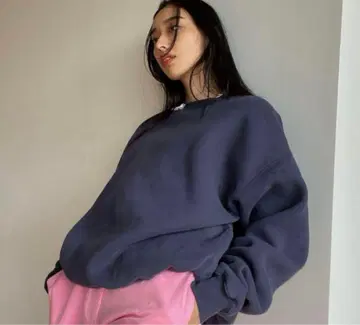 searoomlynn 볼륨 맨투맨 풀오버 네이비