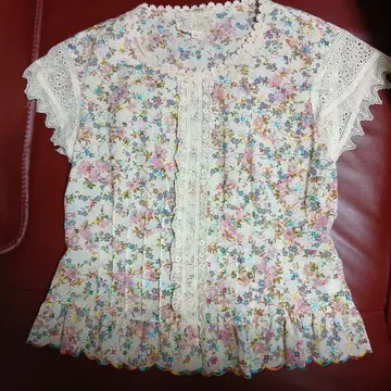 로사 꽃 자수 레이스 블라우스