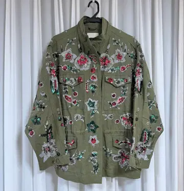 ZARA 자라 비즈 자수 스팽글 밀리터리 자켓