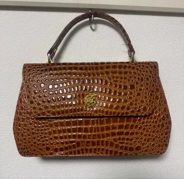 브라운 크로커다일풍 핸드백