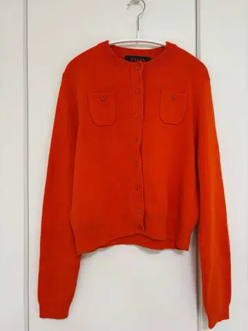 CABaN/코튼 캐시미어 크루넥 가디건 35 레드 xs