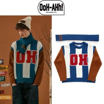 OOh-Ahh 머플러 로고 니트 스웨터 한국 패션