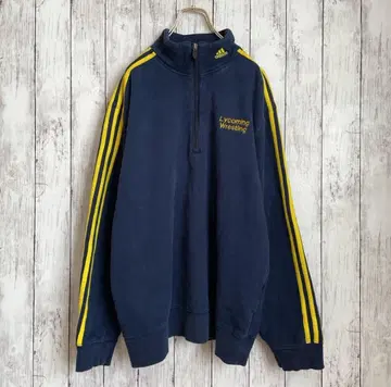 하프 지퍼 아디다스 쓰리 라인 오버 사이즈 XL 네이비 여성 빈티지 봄