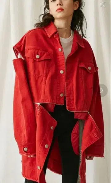 PAMEO POSE 데님 자켓 레드