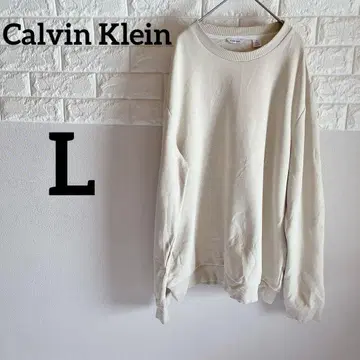 [ Calvin Klein ] L 긴팔 트레이닝복 아이보리 크루넥