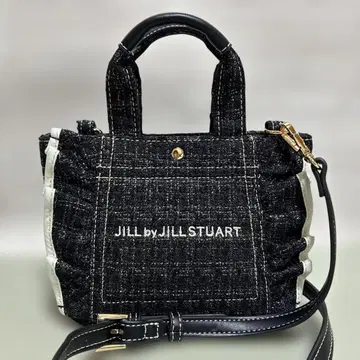 질스튜어트 프릴 토트 미니 라메 트위드 숄더백 블랙