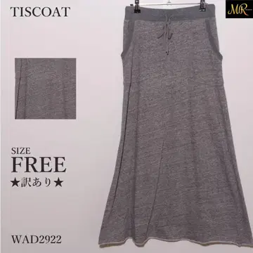 하자품 TISCOAT 스커트 롱 기장 무지 드로우 스트링 포켓 부착