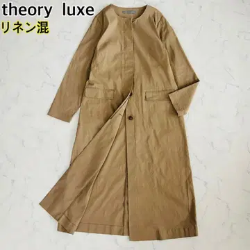 띠어리 럭스 스프링 트렌치코트 노카라 린넨 혼방 베이지