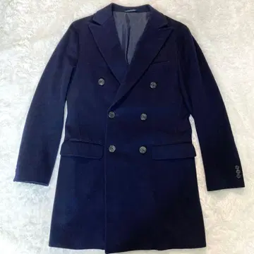 로로피아나 EDIFICE 네이비 더블 브레스트 체스터 코트 46