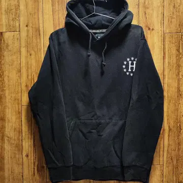 HUF 풀오버 후드티 블랙 후드 부착 후드티 자수