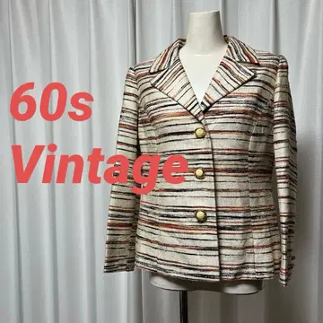60s 빈티지!! 일본산 테일러드 자켓 스트라이프 패턴 쇼와 레트로