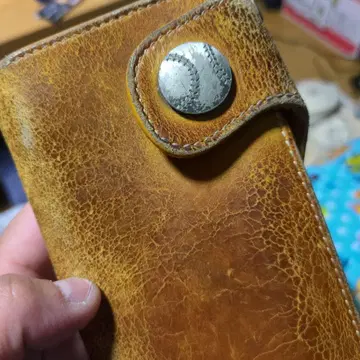 Mizuno 브라운 가죽 장지갑, 글로브 가죽