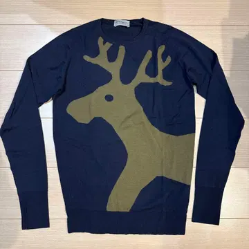 JOHN SMEDLEY 네이비 사슴 실루엣 니트 XS