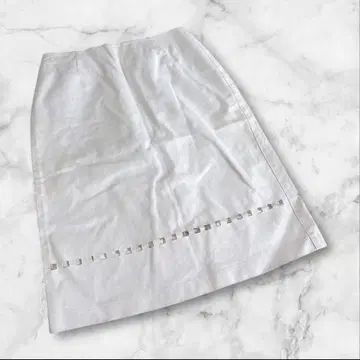 언클라인 무릎 기장 스커트 베이지 그레이 허리 64 린넨 프리