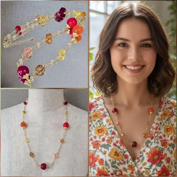 [ 1점물 ] 베네치안 유리 라메 가을의 온기 목걸이