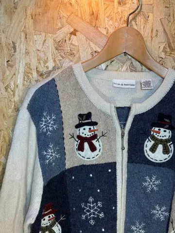 Croft & Barrow 눈사람 패치워크 가디건