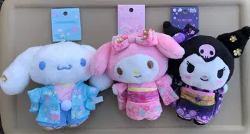알뜰 구매 정품 택 포함 새상품 Kuromi 기모노 봉제 인형 3개 세트