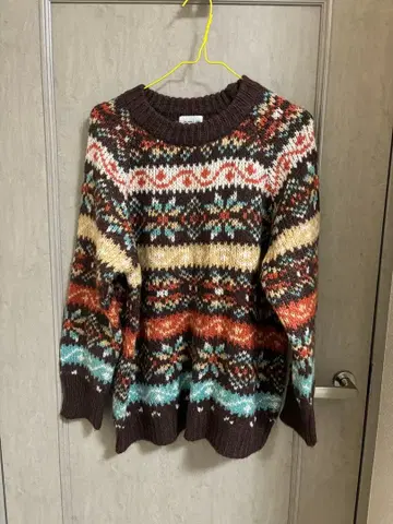 emit+ 다색 패턴 긴팔 니트 스웨터