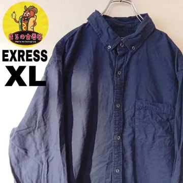 USA 구제 의류 EXPRESS 긴팔 버튼 셔츠 XL 네이비