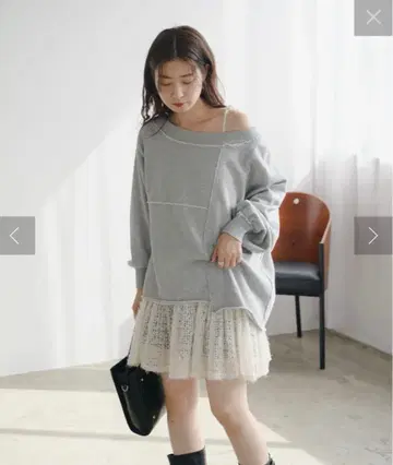 Kastane 전후 2WAY 패치워크 오프숄더 맨투맨 L