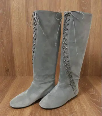 JILL STUART 수입 천연 가죽 레이스업 롱 부츠 23cm