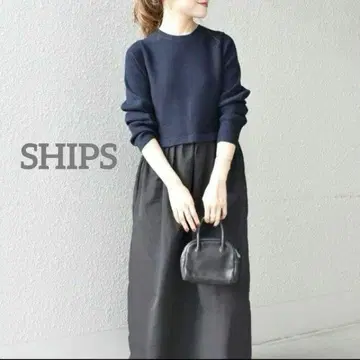 SHIPS 쉽스 도킹 니트 원피스 M 사이즈 네이비 블랙