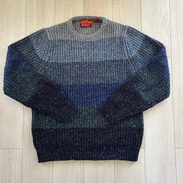 LONDON FOG 스웨터 멜란지 그레이 네이비 그라데이션 M