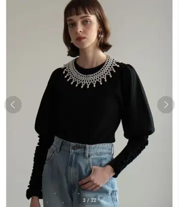 MEISM by Re:EDIT 소매 프릴 퍼프 슬리브 니트탑