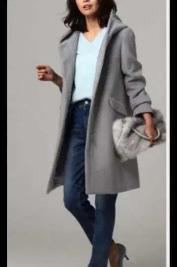 언타이틀 UNTITLED 그레이 후드 부착 롱 코트 사이즈 0