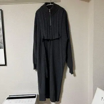 MAISON SPECIAL 다크 그레이 니트 롱 원피스