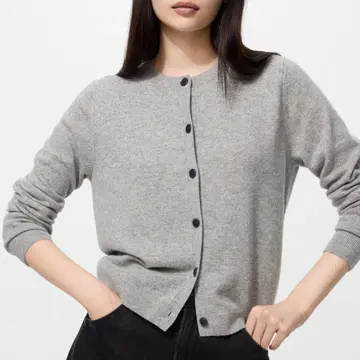 새상품 UNIQLO 유니클로 캐시미어 크루넥 숏 가디건 그레이