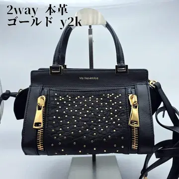 2WAY 스웨이드 천연 가죽 y2k 스터드 숄더 핸드백 이탈리아제