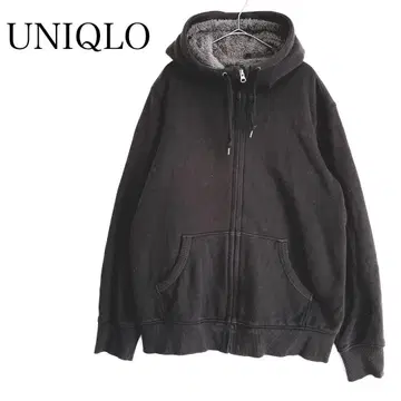 유니클로 빅 사이즈 XL 보아 안감 풀 집업 후드티 블랙 겉옷 블랙