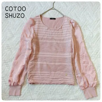 COTOO 코투 쉬폰 소매 블라우스 핑크 긴팔 핀턱 38 M