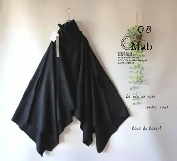 새상품 할인 08맵 블랙*카멜 혼방 비대칭 니트 판초 루즈핏