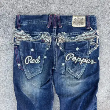 RED PEPPER 골드 라벨 날개 자수 부츠컷 y2k