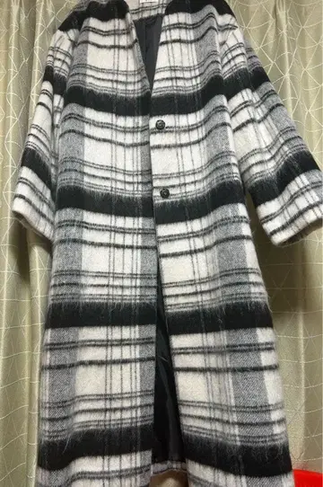 a v v 체크 무늬 롱 코트 L 사이즈