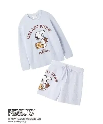 PEANUTS 오리지널 아트 자카드 풀오버 & 숏팬츠 세트