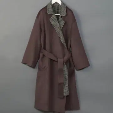 6 roku 리버서블 롱 가운 코트 체크 사이즈 38