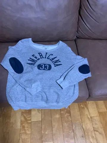 Americana 그레이 맨투맨 팔꿈치 패치 포함