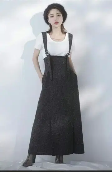 eimy istoire 서스펜더 더블 슬릿 스커트