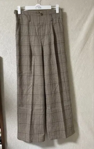 시착만 한 상품 브라운 체크 무늬 와이드 팬츠 L